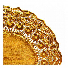 Салфетка ажурная Garcia de Pou золотая d 14 см, металлизированная целлюлоза, 100 шт фото