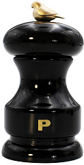 Мельница для перца Bisetti 11 см, бук лакированный, цвет черный, с птичкой Bird (BIS01.00320P.321) в Москве , фото