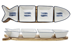 Блюдо в виде рыбы на дерев. подставке Cosy&Trendy 37x9,5 см h 4,8 см, BRANZINO (6969037) фото