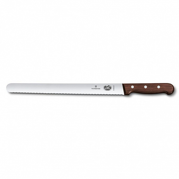 Нож для нарезки Victorinox Rosewood, волнистое лезвие, закругленное острие, 30 см, ручка фото