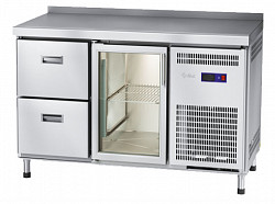 Холодильный стол Abat СХС-60-01 неохлаждаемая столешница с бортом (дверь-стекло, ящики 1/2) фото