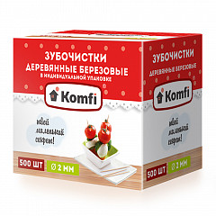 Зубочистки Komfi 500 шт в индивидуальной упаковке мятные [6925] в Москве , фото