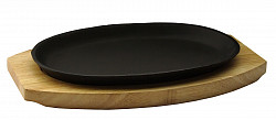 Сковорода овальная на деревянной подставке Luxstahl 240х140 мм [DSU-S-D2] фото