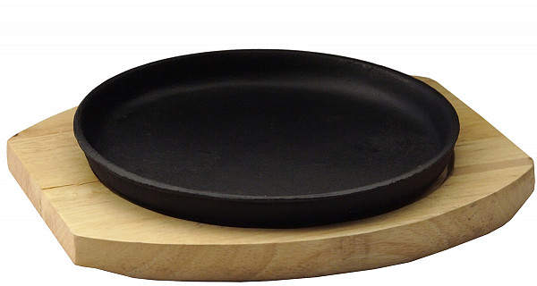 Сковорода круглая на деревянной подставке Luxstahl 185 мм [DSU-S-20u] фото