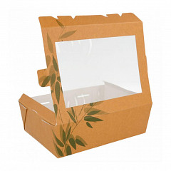 Контейнер картонный для салата с окном Garcia de Pou 1 л, 12*17*5,5 см, 25 шт/уп в Москве , фото