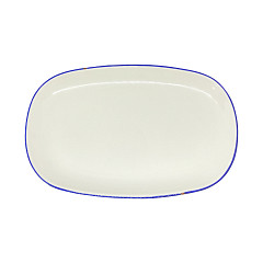 Блюдо прямоугольное Petye Retro 26,5х17 см, белое с синим кантом ALA-RCT-170X265-RTR-WHTBLU в Москве , фото