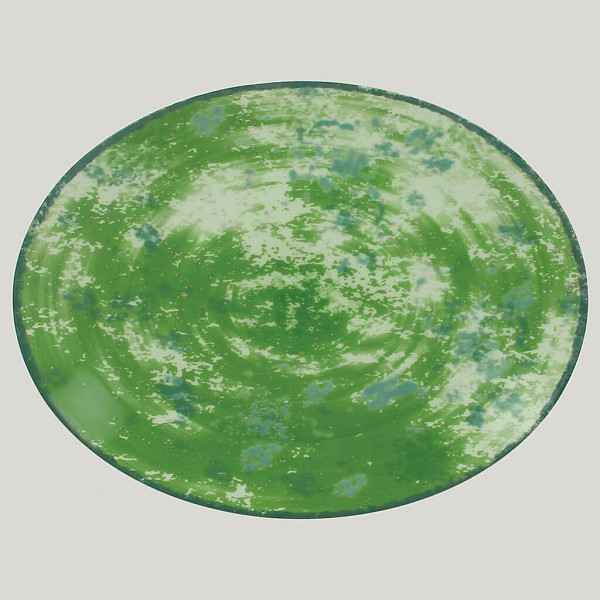 Тарелка овальная плоская RAK Porcelain Peppery 36*27 см, зеленый цвет фото