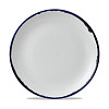 Тарелка мелкая Dudson Harvest Ink 26 см, белая с синим кантом HVINEV101 фото