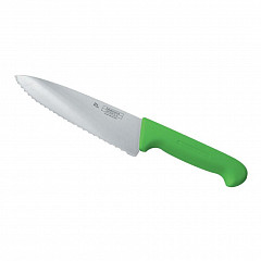Нож поварской P.L. Proff Cuisine PRO-Line 20 см, зеленая пластиковая ручка, волнистое лезвие в Москве , фото