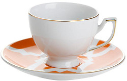 Чайная пара  (чашка с ручкой, блюдце) Porland MOROCCO DS.3 170 мл оранжевый (228218) в Москве , фото