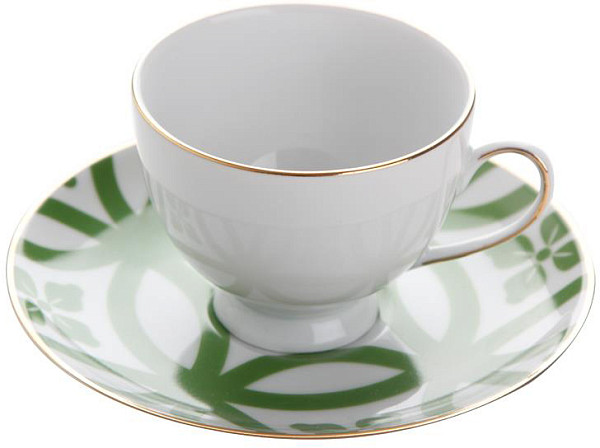 Кофейная пара  (чашка с ручкой, блюдце) Porland MOROCCO DS.1 80 мл зеленый (218209) фото