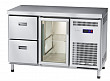 Холодильный стол Abat СХС-60-01 неохлаждаемая столешница без борта (дверь-стекло, ящики 1/2)