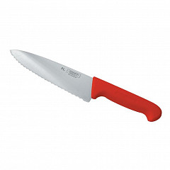 Нож поварской P.L. Proff Cuisine PRO-Line 20 см, красная пластиковая ручка, волнистое лезвие в Москве , фото