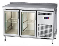 Холодильный стол Abat СХС-70-01 неохлаждаемая столешница с бортом (дверь-стекло, дверь-стекло) фото
