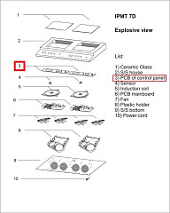 Плата электронная #3 (новая) для пульта управления для плиты индукционной Eksi для мод.IPMT 7D фото
