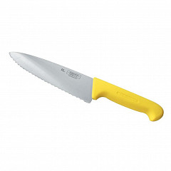 Нож поварской P.L. Proff Cuisine PRO-Line 20 см, желтая пластиковая ручка, волнистое лезвие в Москве , фото