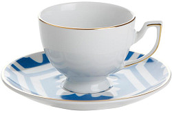 Чайная пара  (чашка с ручкой, блюдце) Porland MOROCCO DS.2 170 мл голубой (228218) в Москве , фото